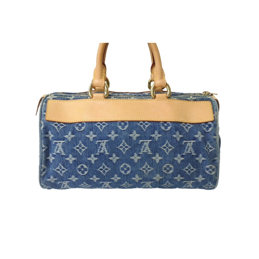 Louis Vuitton denim Neo Monogram beige handbag blue Speedy